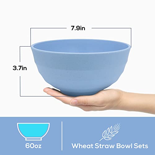 Numkey Set Of 4 Wheat Straw Bowls 60 Oz, Salad Bowls, Unbreakable Large Cereal Bowls, Oversized Lightweight Soup Bowl Dishwasher & Microwave Safe Bpa Free Cereal Bowls For Kitchen (Multicolor) #TOP1