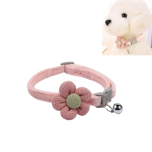 かわいい猫用フラワー首輪猫小猫鈴かわいいペットファッション猫首輪鈴ブラシと安全ボタン機能サイズ調整可能多色犬猫用長さ調節可能携帯用カラー調節可能な小型犬の、ペット、子猫、犬の蝶ネクタイマフラーの女の子が鈴をつけたです (ピンク,一つ入りです)