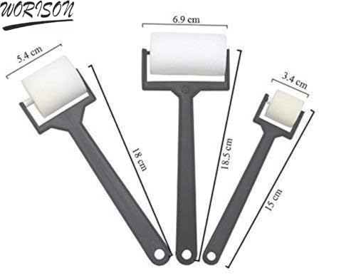 Image of Worison 3 Piece Set White Synthetic Sponge Brush Foam Painting Roller Brush for Drawing,Canvas Painting