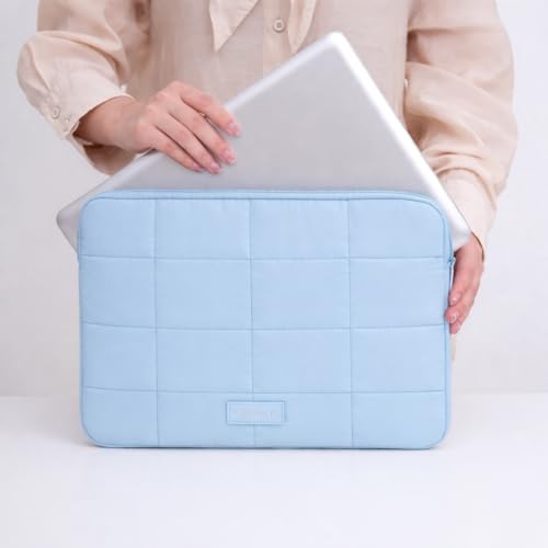 Image of 13.6 Inch Laptop Sleeve for Men & Women | Water-Resistant Padded Laptop Cover Case | Compatible with MacBook, Dell, HP, Lenovo, Asus & More | Lightweight Protective Notebook Sleeve (Mist Blue)