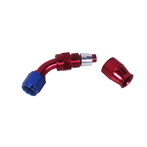 RuleaxAsi AN -6 (AN6) Encaixe de mangueira de teflon preto furtivo de 45 °