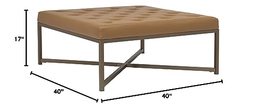 Studio Designs Home Camber Modern Large Cocktail Tufted Square Ottoman With Metal Frame And Blended Leather #TOP6
