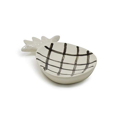 Image of The Himalayan Goods Company Stoneware Ceramic Pineapple Ladle Spoon Rest Stand or Small Snacks Serving Tray (7.5 x 4.5 inches) (White)