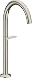  hansgrohe AXOR One Waschtischarmatur Select 260 für Waschschüsseln mit Push-Open Ablaufgarnitur, Ausladung 165 mm, 48030800, Farbe: Edelstahl Optic
