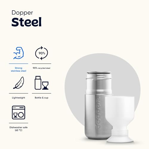 Dopper Steel 350ml Water Bottle, Stainless Steel Bottle, Reusable BPA Free 18/8 Stainless Steel Bottle - Image 3
