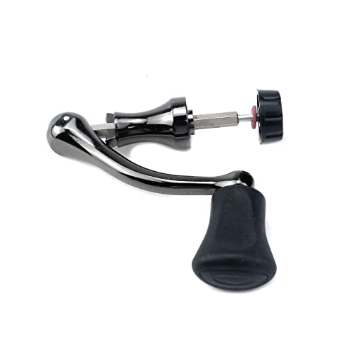 Crapyt WANQ0932 Dark Grey Metal Fishing Spinning Crank Handle Wheel Grasp Reel Handle Knob Replacement Rotary Knob Power Handle Arm Grip Part 1 Pcs thumb #4