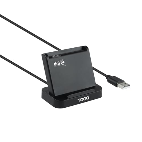 TOOQ TQR 220B   Lector Externo de DNI Electrónico y Tarjetas Inteligentes (DNIe) DNIe Vision, USB 2.0 con Conector USB A, Compatible con Mac y Windows (España), Color Negro