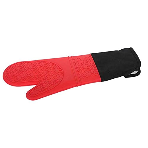 EPINOX Silikon Fırın Eldiveni - Isıya Dayanıklı Eldiven - Yanmaz Eldiven - Yapışmaz - Çift Katman - 42 cm - Kırmızı