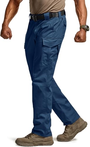 Image of CQR Men's Flex Ripstop Tactical Pants, Water Resistant Stretch Cargo Pants, Lightweight EDC Hiking Work Pants