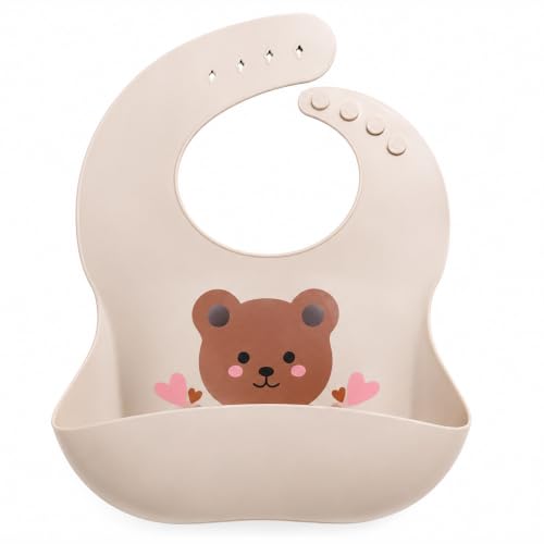 Image of Silicone Bib for Baby | Waterproof Silicone Baby Bib for Feeding with Crumb Catcher | Adjustable Neckline with Buttons | Washable & Reusable | Suitable from 6 to 36 Months