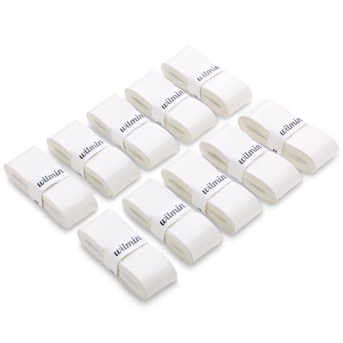 WILMIN Tennis Racket Grip Tape, 10 Pack, Racquet Overgrip, for Sweat Absorption, Shock Dispersion, Tackiness, Comfort and Durability, Overlength, Easy to Apply