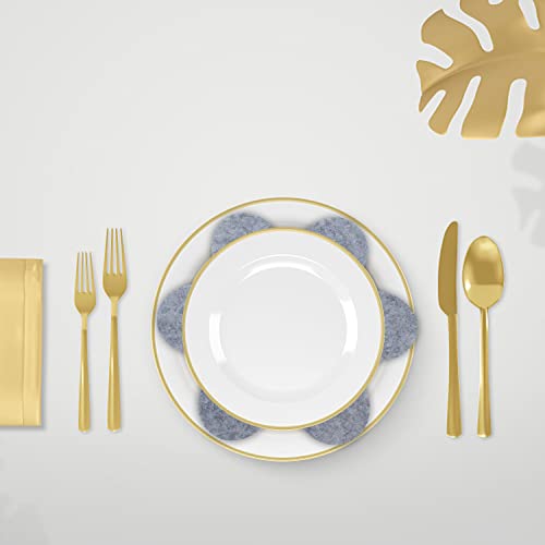 Pfannenschoner Filz,KINHARD 12 Stück Blumenform Stapelschutz35CM Königsblau 25CM Himmelblau 20CM Silbergrau 15CM Rot für… - Image 8