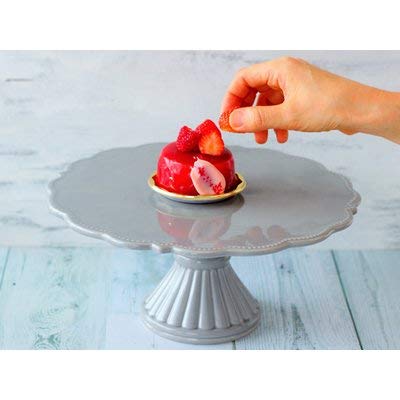 Amazon｜cotta ケーキスタンド 花リム グレー 大 (28cm)｜ケーキ