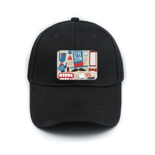 Casquette de baseball noire Big Ben ajustable motif bus londonien coton