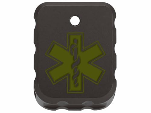 NDZ Performance Brass Magazine Base Plate for Canik TP9 – Armor Black Cerakote Finish – Laser Engraved – Fits TP9SF, TP9SFX, TP9 Elite SC – ODG Fill – EMS Star