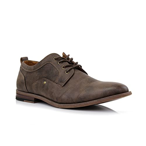 Image of Ferro Aldo Men's Modern Cap-Toe Derby Collection | Statement Dress Shoes in Floral, Woven, & Classic Styles