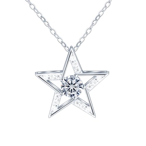 Collier pentagramme étoilé en argent 925 et moissanite pour femme