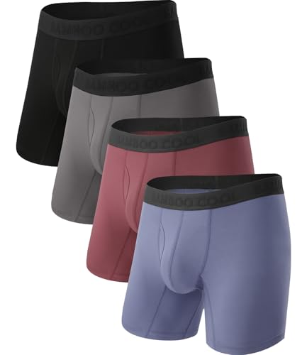 Image of BAMBOO COOL Men's Ultra Breathable Underwear,No Riding Up Boxer Briefs with ComfortFlexible Waistband,Multipack