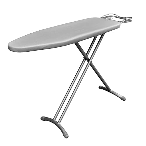 ElriBird Ironing Board with Adjustable Height - Plegable Iron Table with Heat-Resistant Iron Resest, 79 cm, 100% Cotton Cover, Estable No Lipstick Feet | Gray, 92 x 30 cm