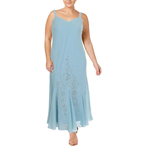 Image of Elegant Beaded Pebble Georgette Mid-Calf Slip Dress W /Matching 3 /4 Sleeve Jacket - Two-Piece Set for Formal Events