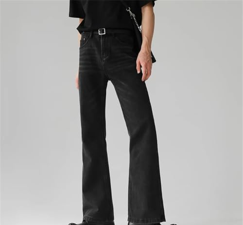 Men's Casual Multi-Pocket Flared Jeans, Slim Mid-Waist Zipper Retro Straight Pants3