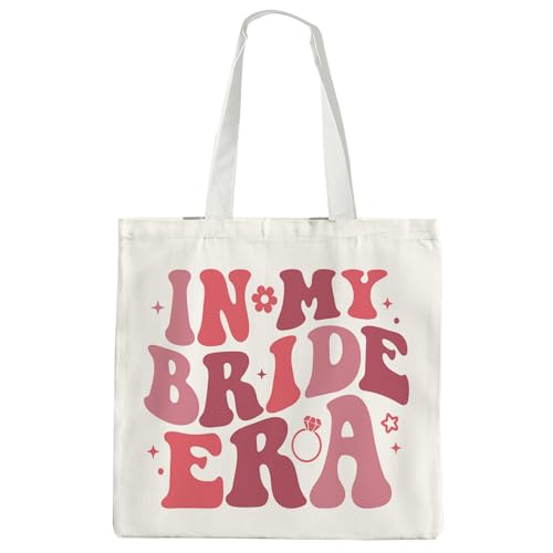 OTOUO Borsa a tracolla in tela rosa con scritta "In My Bride Era", regalo per matrimonio, fidanzamento, regalo per il nuovo fidanzamento, bianco, Taglia unica