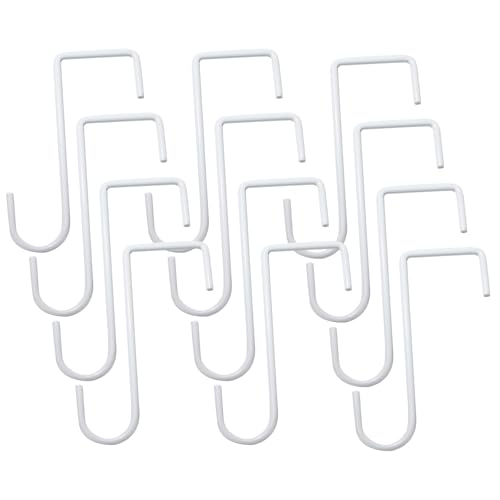 Uenhoy 12 Pack Vinyl Fence Hooks 2 x 6 Inches, White Patio Hooks Fence Hook Hangers for Indoor & Outdoor Hanging Plants, String Lights, Bird Feeder, Pool Equipment