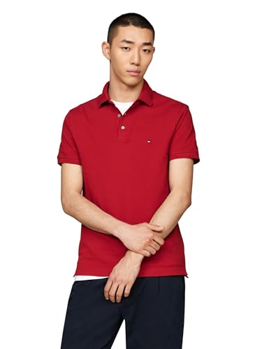 Image of Tommy Hilfiger Men's Short Sleeve Polo Shirts in Regular Fit With Stretch and Organic Pique Cotton