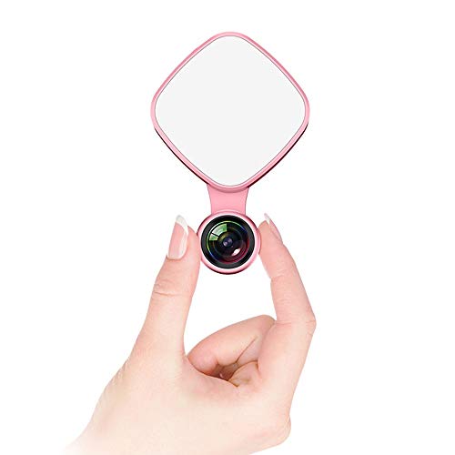 LMDH Selfie Ringlicht mit Weitwinkel-Objektiv, Clip-on wiederaufladbare LED-Fill-Licht for Smartphones Tablets