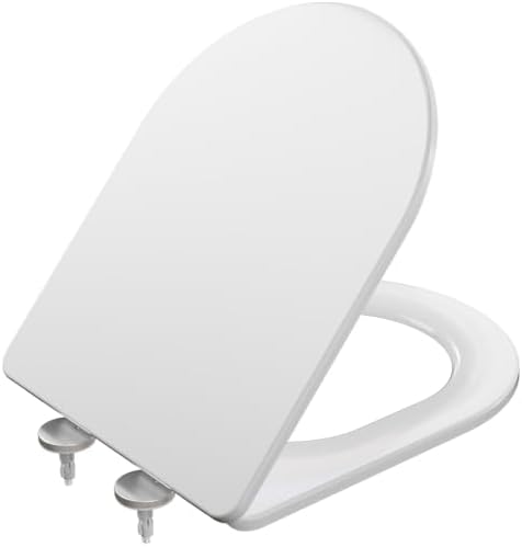 CECIPA Toilettendeckel mit Absenkautomatik, WC Sitz D-Form Lang,46×36.5cm | Quick-Release Toilettensitz, Einfache Montage von oben, Formstabiler Klodeckel, bis 250 kg belastbar, Ru