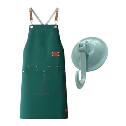 YSJCHEBS Grembiule in Tela 1 Pezzo, Gancio 1 Pezzo, Grembiule Regolabile con Tasche, Grembiule da Lavoro Antimacchia per Uomo E Donna, Grembiule da Cucina con Incrocio sul Retro, Grembiule da Cucina