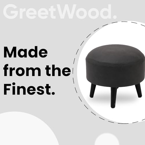 Image of Stool Ottoman Pouffes for Living Room, Kitchen, Home, Office Furniture with Soft Cotton Canva Cushion Mudda Footrest Stool for Chair Sofa Bed Dressing, Decor Grey (14 Inch Pack of 2)
