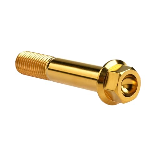 Image of Titanium Bolt M12 30 35 40 45 50 55 60 65 70 75 80 85 90mm Hex Small Flange Head for Motorcycle Car Modification Pack of 4 (M12x65mm Pitch 1.5, Gold)