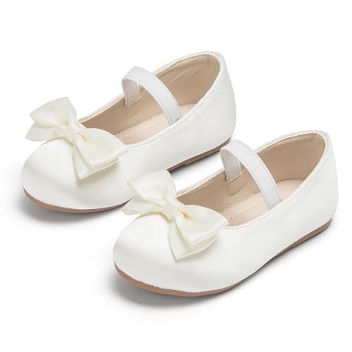 Image of PHIRAMIN Toddler Flower Girl Dress Shoes - Little Girl Ballet Flats Bow Wedding Party