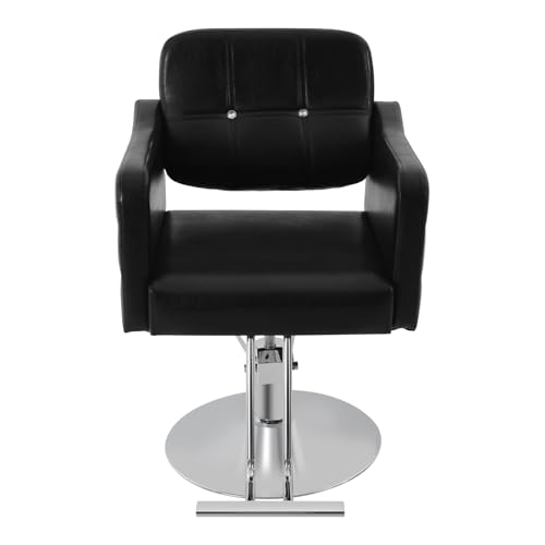 Image of Salon Chair,Salon Chair for Hair Stylist with Height Adjustment,360 Rotatable Barber Chair for Barber Store,Beauty Salons,Spas (Black+Silver)