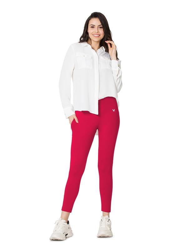 Image of VSTAR PL02 Women Ankle Length Stretchable Slim Fit Leggings with Secured Side Pocket | Moisture-Wicking | Soft Waistband & Cotton-Elastane Fabric