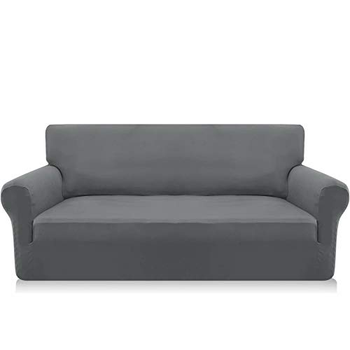 Granbest Funda elástica para sofá de 3 plazas de Microfibra súper Suave para sofá Funda de sofá Funda Antideslizante de Elastano para Perros y Mascotas (3 Plaza, Gris Claro)