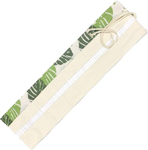 Image of Canvas Pencil Wrap Case, 48 Holes Colored Pencil Roll Holder Storage Pouch for Office (72 Holes, Green)