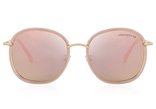 MERRY'S Polarized Sunglasses for Women Retro Oversized Sun Glasses Metal Temple S61082