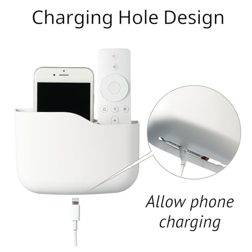 LINFIDITE Adhesive TV Remote Control Holder Wall Mount TV Remote Holder Wall Remote Control Caddy Storage Organizer Universal Controller Stand Box (For 2 Or 3 Remote Controls–White–Quantity1