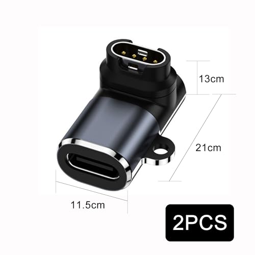 AQSQWQ 2 Stück USB C auf Gar-min Adapter, 90 Grad Typ C Buchse Gar-min Ladeadapter Datentransfer für Gar-min Watch Fenix 7 6S 6 Sq, 5V/1A Tragbar Ladeadapter für die Meisten Gar-min