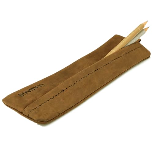Image of LEABAGS Fort Vaux pencil case made of genuine buffalo leather in vintage look I leather case I small pencil case I 20,5x6cm