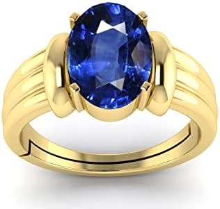12.25 Ratti Neelam Stone Original Certified Blue Sapphire Gold Plated | Adjustable Ring/Anguthi With Lab Certificate for Men and Women