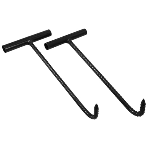 Yardenfun 2 piezas Gancho para Tapa de Alcantarilla Mango T Reforzado Herramienta Portátil de Elevación para de Alcantarillas y Drenajes Resistente Grosor