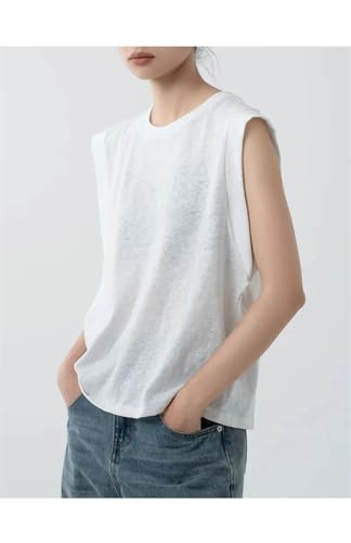 Solid Color Cotton and Linen Vest Women's Round Neck Sleeveless Comfortable Lightweight Casual Top3