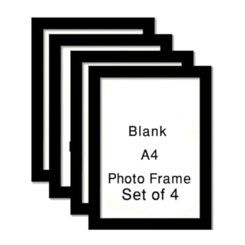 Image of Blank A4 Photo Frame - Black Picture Frames for Wall Decor and Table Top - Premium Synthetic Wood Frames with Acrylic Glass for Certificates, Documents and Home Decoration (Pack-4)