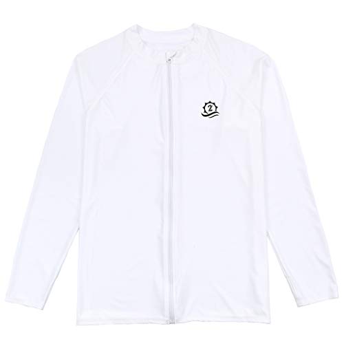 SwimZip Men's Long Sleeve Zipper Rash Guard Swim Shirt w/ UPF 50+ Sun Protection