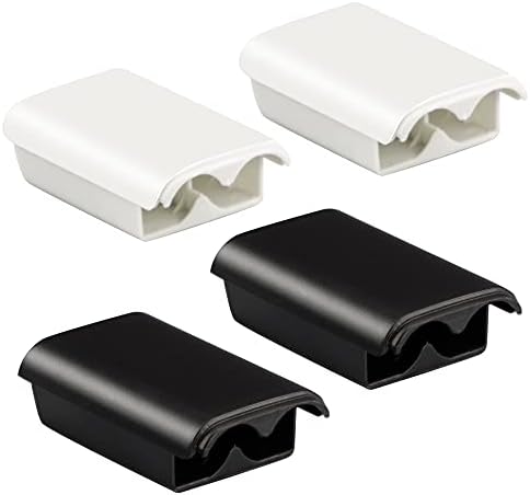 Battery Pack Cover for Xbox 360, Replacement Battery Pack Cover Shell Repair Part Compatible with Xbox 360 Wireless Controller(4 Pack, Black, White)