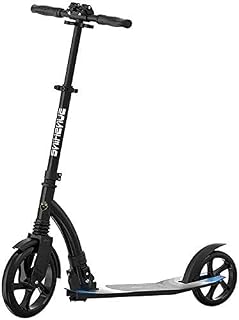 Yisss Scooters for Kids Scooters Adult Foldable Adult Kick With 220 Lbs Capacity 230mm Oversized Wheels & Height Adjustable Handlebar Rear Fender Brake Non Electric (Color : Black)