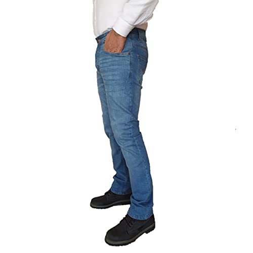 Overdrive Mens Stretch Denim Jeans Marco Blue with Removable CE Armor Protective Pads for Motorcycle Riding Gear2